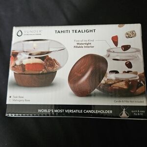 Vunder Tahiti Tealight Candleholder – Double-Walled, Fillable, Mahogany Base